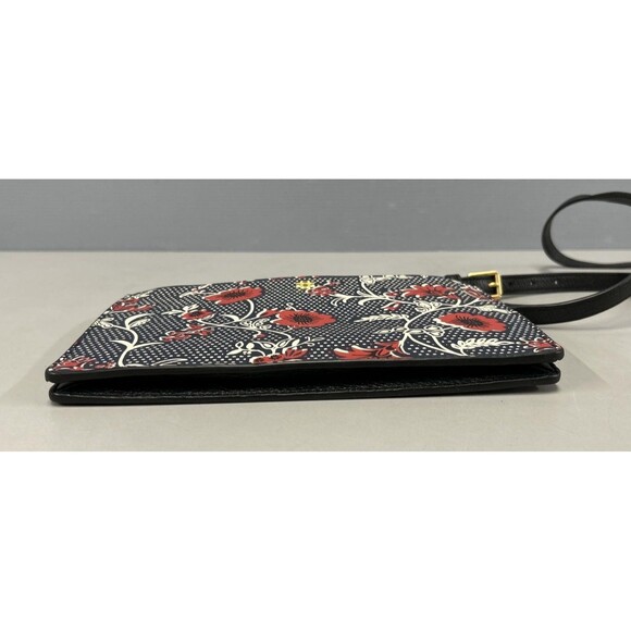 Tory Burch Blake Printed Crossbody Black and Red Floral Purse Pebbled Leather - Picture 4 of 7